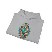 Turquoise Western Aztec Gem Illustration Unisex Hoodie