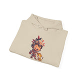 Chibi Aztec Warrior with Jaguar Cub Cartoon History Unisex Hoodie