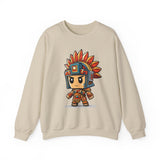 Chibi Aztec Warrior Cartoon Style Unisex Sweatshirt