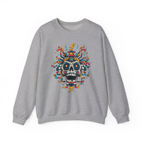 Funny Aztec Skull with Neon Circuits Unisex Sweatshirt