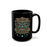 Tlaloc Rain God Stone Face Glyph Black Mug