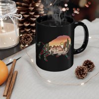 Aztec Buffalo Desert Sunset Silhouette Black Mug