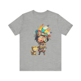 Aztec Chibi Girl with Jaguar Cub Warrior Culture Unisex T-Shirt