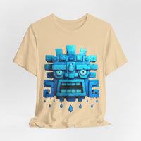 Tlaloc Rain God Blue Mask Glyph Style Unisex T-Shirt
