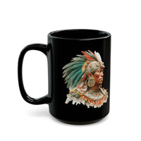 Maya Elder Warrior Watercolor Portrait Black Mug