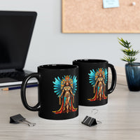 Wonder Aztec Queen Warrior Illustration Black Mug