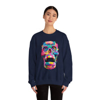 Neon Graffiti Mayan Skull Cartoon Style Unisex Sweatshirt