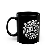 Andean Dual God Symmetry Tribal Glyph Style Black Mug