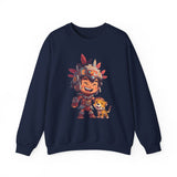Chibi Aztec Warrior with Jaguar Cub Cartoon History Unisex Sweatshirt
