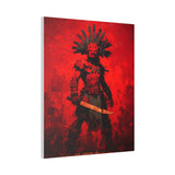 Aztec Macuahuitl Warrior in Red Canvas