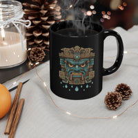Tlaloc Rain God Stone Face Glyph Black Mug