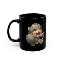 Chibi Mayan Jaguar Warrior with Tribal Shield Black Mug