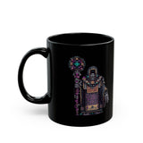 Cyber Temple Techno Priest Pixel Art Black Mug