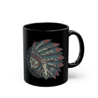 Vintage Native American Headdress Graphic Black Mug