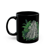 Ancient Mayan Jungle Temple Steps Black Mug