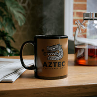 Modern Quetzalcóatl Serpent Head Logo Design Black Mug