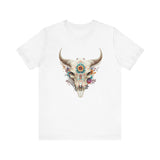 Sacred Floral Cow Skull Mandala Illustration Unisex T-Shirt