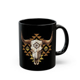 Tribal Bull Skull Earth Symbol Illustration Black Mug