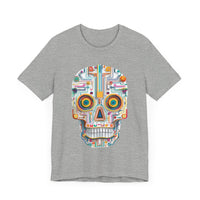 Neon Circuit Aztec Skull Cartoon Style Unisex T-Shirt