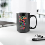 Cartoon Quetzalcoatl Cyber Serpent Black Mug