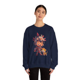 Chibi Aztec Warrior with Jaguar Cub Cartoon History Unisex Sweatshirt
