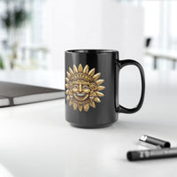 Pixel Art Inca Sun God 8-Bit Retro Style Black Mug