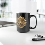 Pixel Art Inca Sun God 8-Bit Retro Style Black Mug