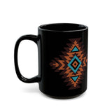 Boho Aztec Geometric Totem Pattern Illustration Black Mug