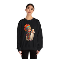Colorful Chibi Inca Rider and Fluffy Llama Unisex Sweatshirt