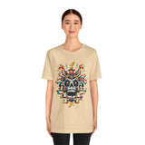 Funny Aztec Skull with Neon Circuits Unisex T-Shirt