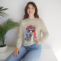 Hippie Llama in Sunglasses Watercolor Style Unisex Sweatshirt
