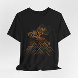 Tribal Volcano with Smoke Spirals Glyph Style Unisex T-Shirt