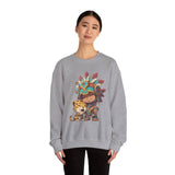 Chibi Aztec Warrior and Jaguar Cub Cartoon Unisex Sweatshirt