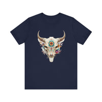Sacred Floral Cow Skull Mandala Illustration Unisex T-Shirt