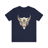 Sacred Floral Cow Skull Mandala Illustration Unisex T-Shirt