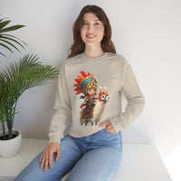 Colorful Chibi Inca Rider and Fluffy Llama Unisex Sweatshirt