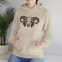 Aztec Western Bull Skull Longhorn Illustration Unisex Hoodie