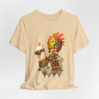 Cute Chibi Inca Warrior and Llama Cartoon Unisex T-Shirt
