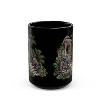 Mayan Jungle Temple Guardian Stairway Black Mug
