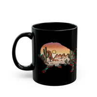 Aztec Buffalo Desert Sunset Silhouette Black Mug