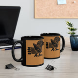 Aztec Bold Bird Illustration Black Mug
