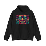Neon Aztec Mask God Illustration Unisex Hoodie