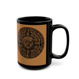 Sacred Aztec Calendar Face Black Mug