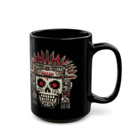 Pixel Art Aztec Skull Totem Black Mug