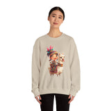 Playful Inca Girl and Llama Cartoon Unisex Sweatshirt