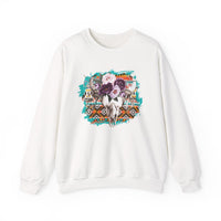 Aztec Floral Cow Skull on Turquoise Pattern Unisex Sweatshirt