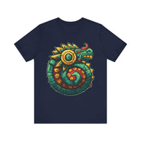 Colorful Quetzalcoatl Sun Serpent Glyph Style Unisex T-Shirt