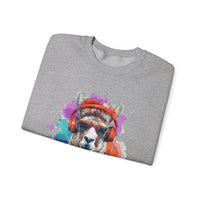 Hippie Llama in Sunglasses Watercolor Style Unisex Sweatshirt