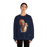 Colorful Chibi Inca Rider and Fluffy Llama Unisex Sweatshirt
