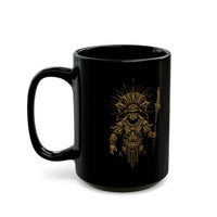 Warrior Shaman Tribal Glyph Gold Line Black Mug